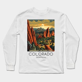 A Vintage Travel Illustration of the Garden of the Gods Park - Colorado - US Long Sleeve T-Shirt